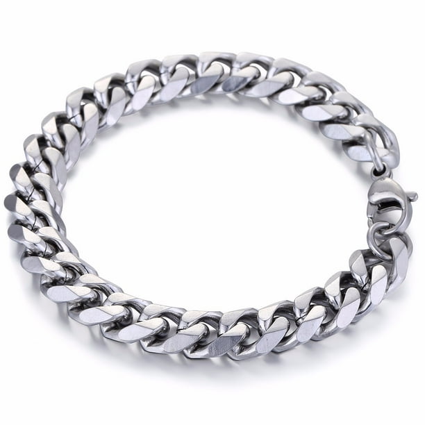 NEW Curb Chain Mens Bracelet 11mm Cuban 9" Silver Stainless Steel Antiqued NEW Curb Chain Mens Bracelet 11mm Cuban 9" Silver Stainless Steel Antiqued